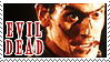 a stamp of Ash Williams with the text Evil Dead next to him.